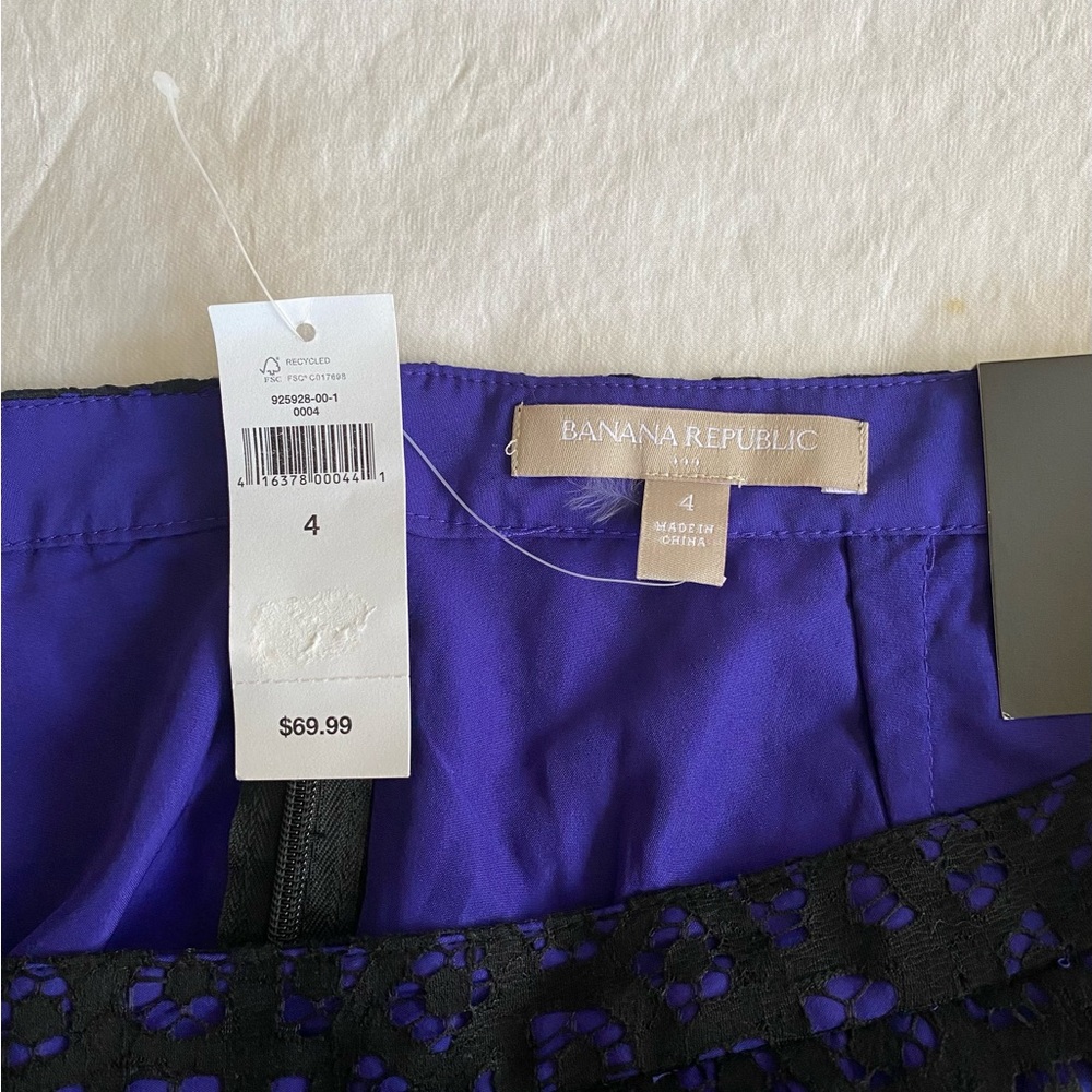 Banana Republic Factory Lace Pencil Skirt Black Purple NWT Size 4 Floral Lined - Picture 7 of 10